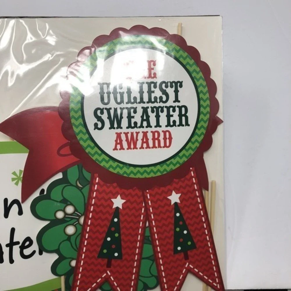 Christmas Ugly Sweater Party Photo‎ Stick Props Awards Apparel Accessories 12pc